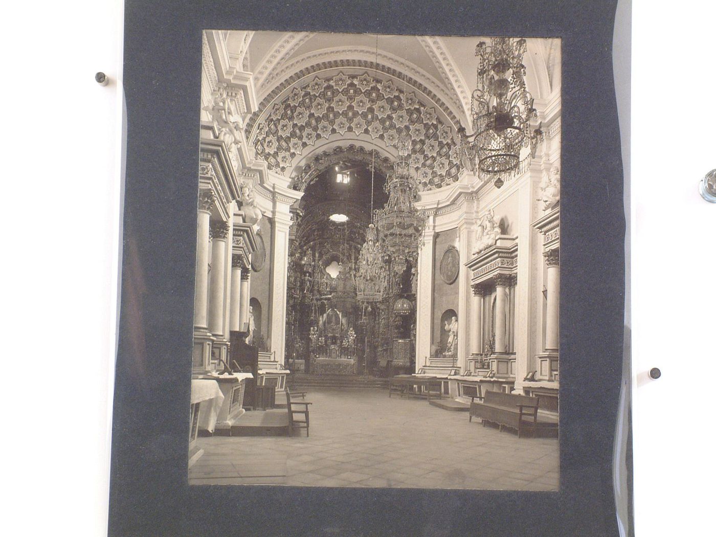 Interior view of the Santuario de la Virgen de Ocotlán showing the nave and high altar, Tlaxcala de Xicohténcatl, Mexico