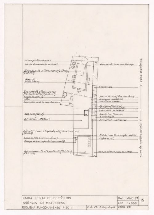 First floor plan for Caixa Geral de Depósitos, Matosinhos, Portugal