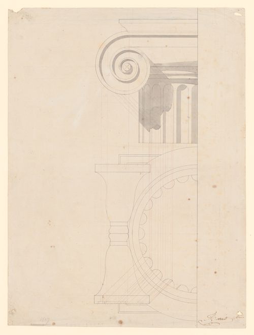 Study of shadows cast by an ionic capital