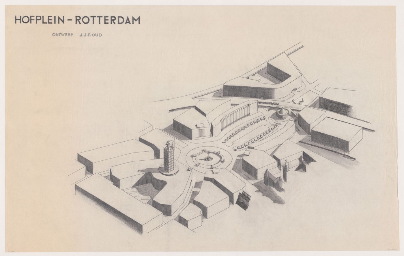 Bird's-eye perspective for the reconstruction of the Hofplein (city centre), Rotterdam, Netherlands