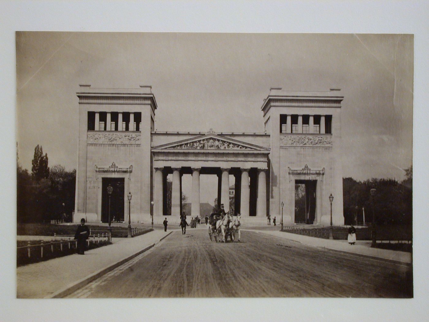 View of the principal façade of the Propyläen city gate, Königsplatz 2, Munich, Germany