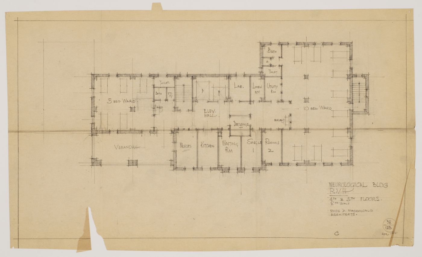 Montréal Neurological Institute, Montréal, Québec: fourth and fifth floor plans