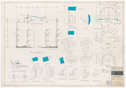 Plans and elevations for anchoring for the reconstruction of the Chapelle du Sacré-Coeur, Notre-Dame de Montréal