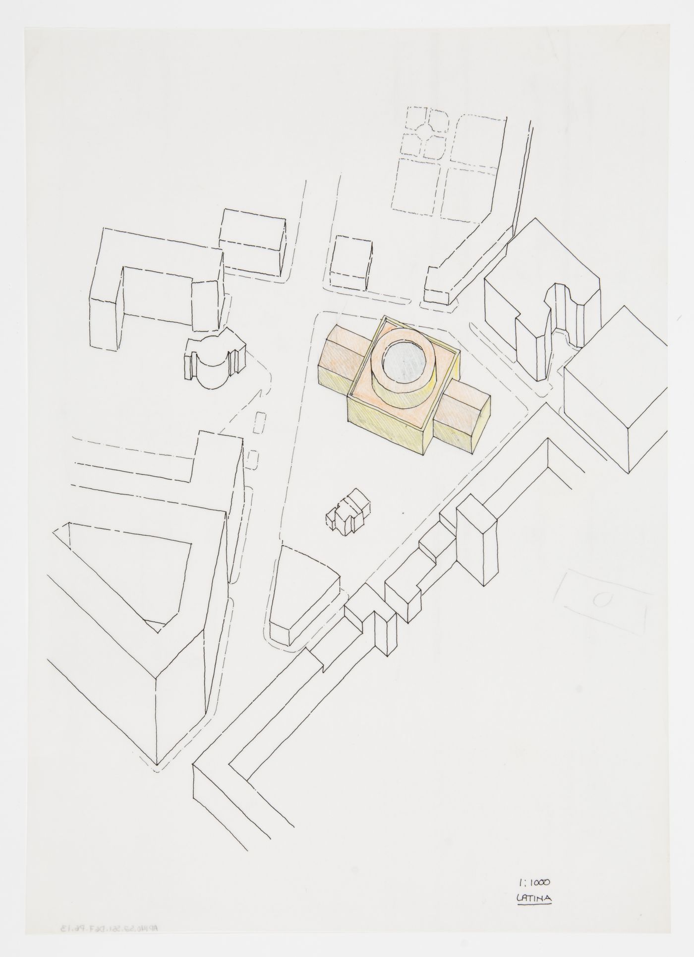 Biblioteca pubblica, Latina, Italy: site axonometric