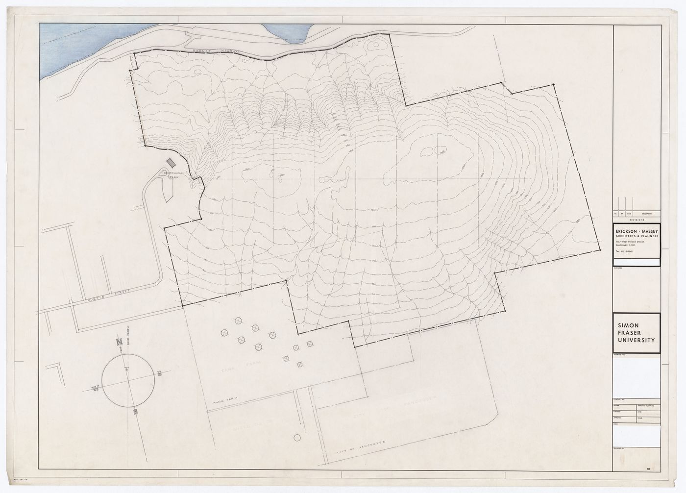 Topogaphic plan for Simon Fraser University, Burnaby, British Columbia