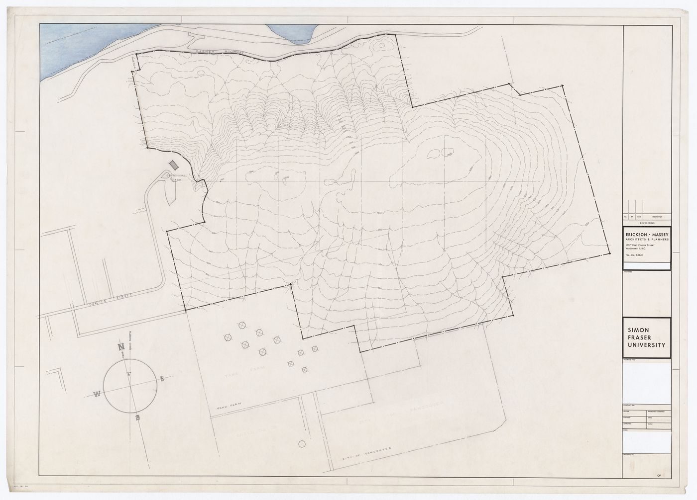 Topogaphic plan for Simon Fraser University, Burnaby, British Columbia