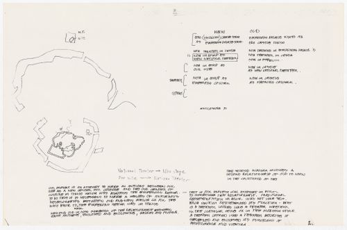 Sketch and notes for Tokyo Opera House Competition, Tokyo, Japan