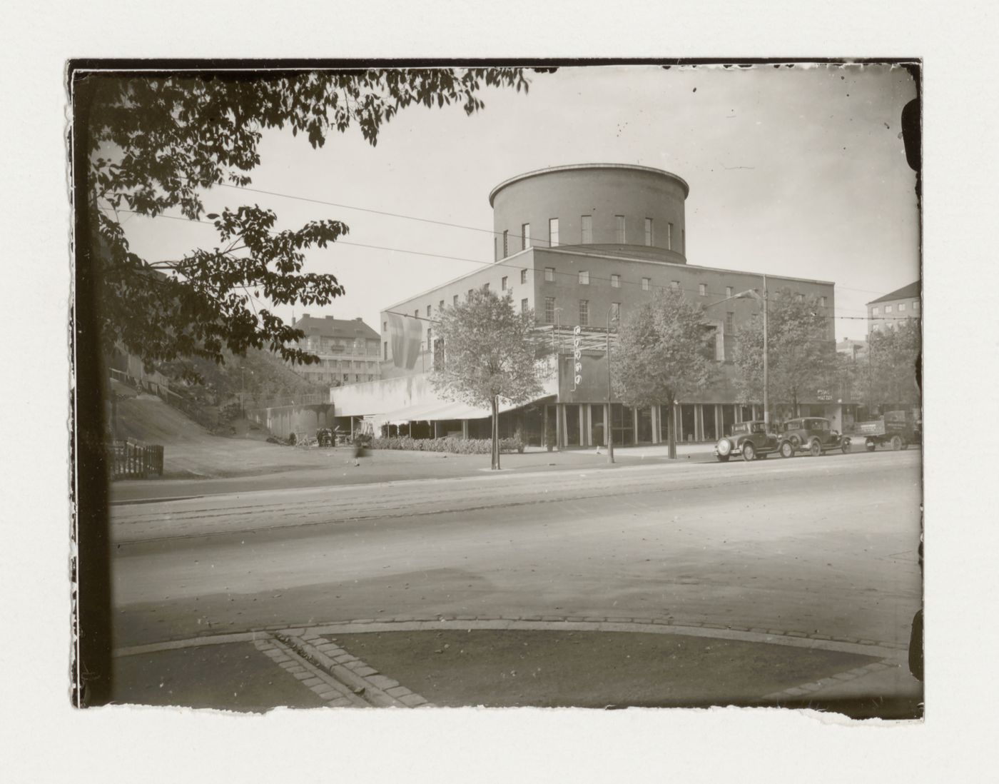 Exterior view of Stockholm Public Library under construction, 51-55 Odengatan, Stockholm