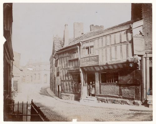 View of houses in Long Millgate, including Sun Inn., Manchester, England