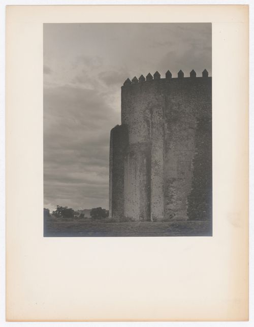 Partial view of a façade showing buttresses, Church and Convent of San Augustin de Acolman, Acolman, Mexico