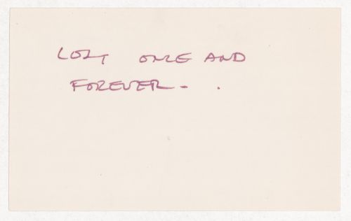 Lost once and forever.