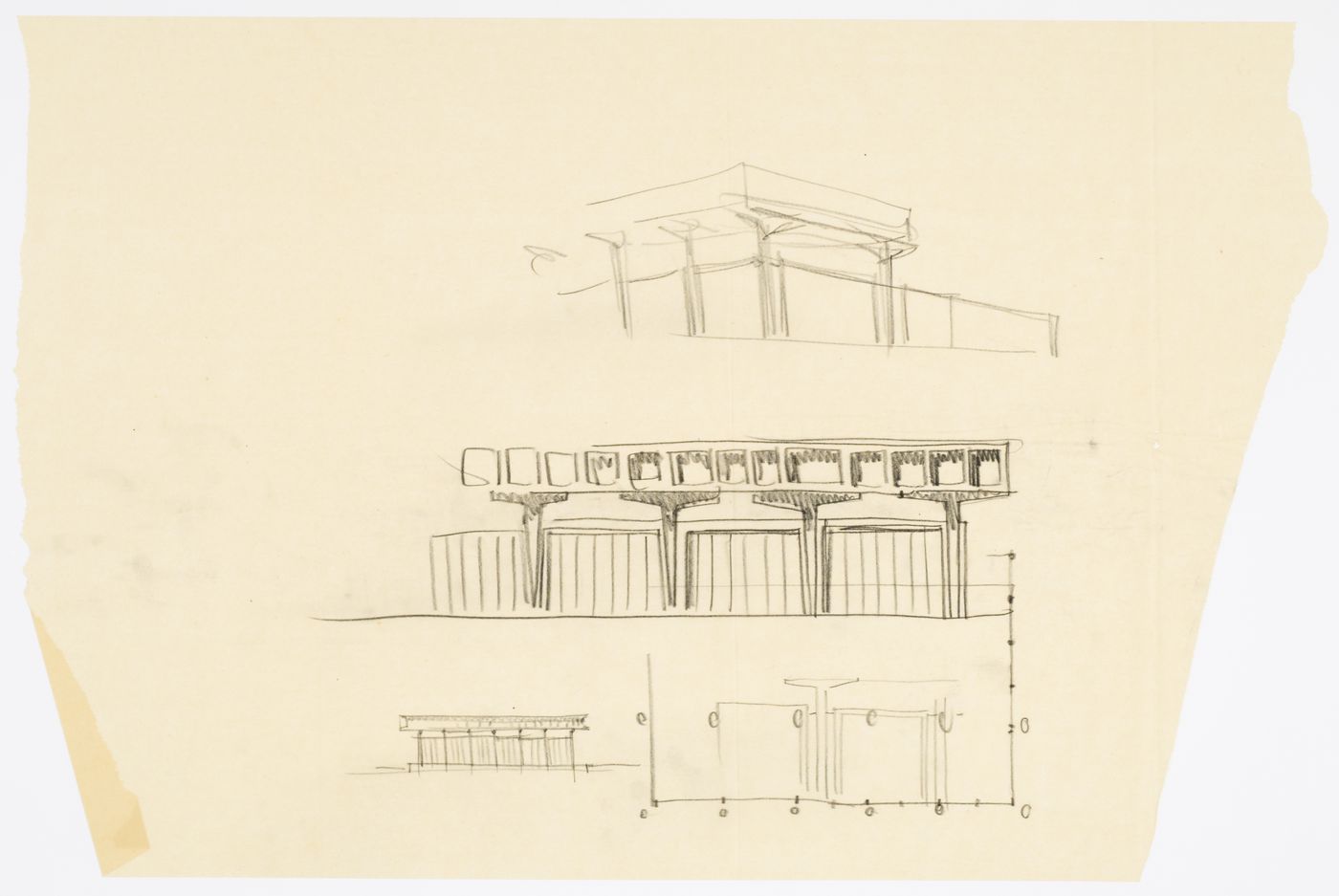 Athens Airport: Conceptual Perspective, Elevation and Plan Sketches