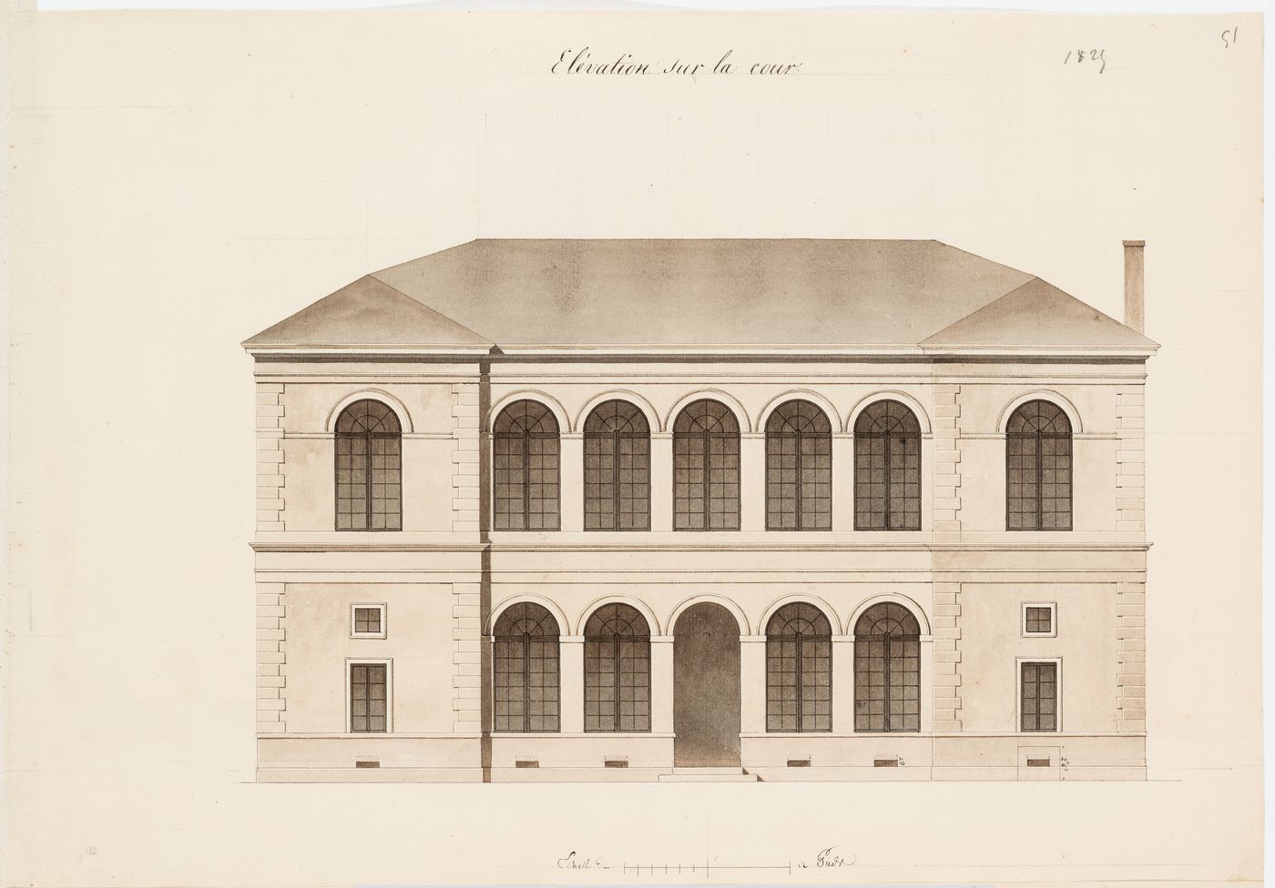 Courtyard elevation for a "guinguette"