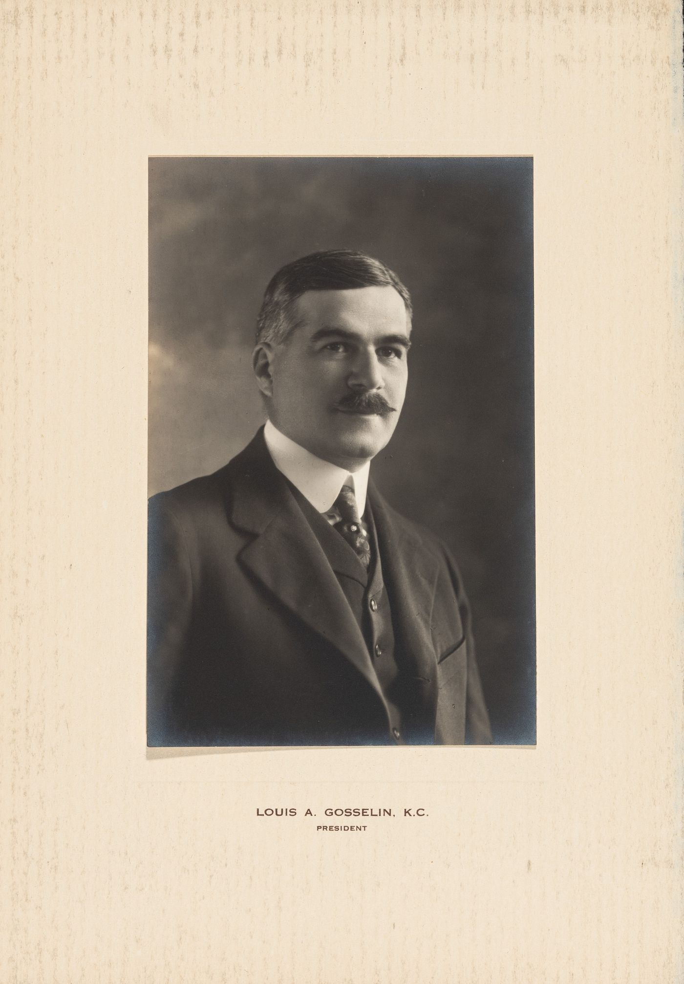 Portrait of Louis A. Gosselin K.C., President, Energite Explosives Company
