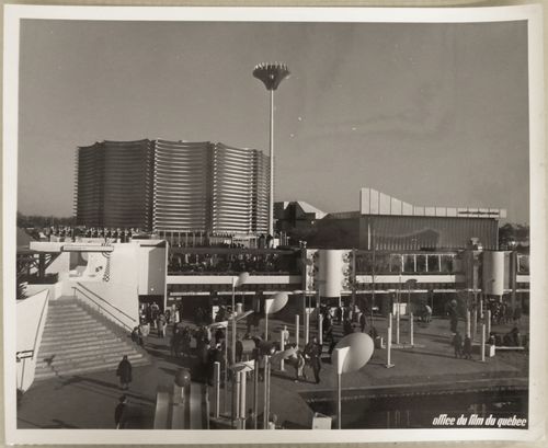 View of the Canadian Pacific-Cominco Pavilion and the Expo-Service C, Expo 67, Montréal, Québec