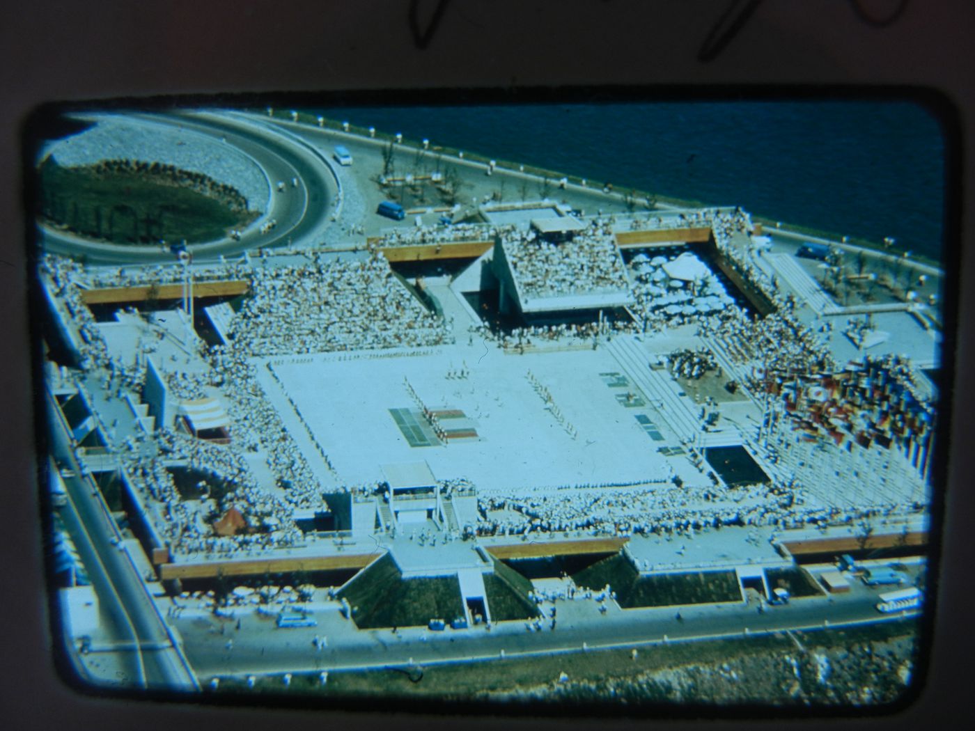 Aerial view of the Place des Nations, Expo 67, Montréal, Québec