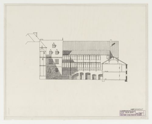 Sectional elevation for an addition to an existing building, possibly a school, Limburg an der Lahn, Germany