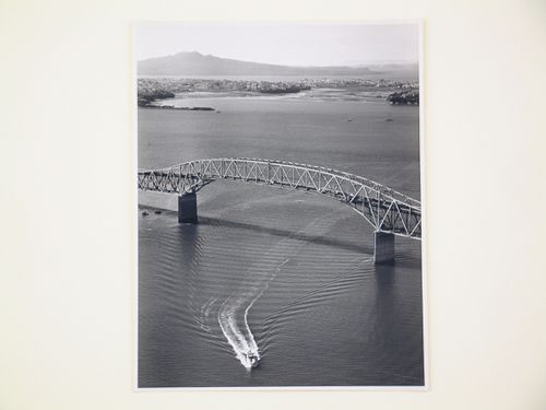 Aerial view of the Auckland Harbour Bridge, over the Waitematā Harbour, Auckland, New Zealand