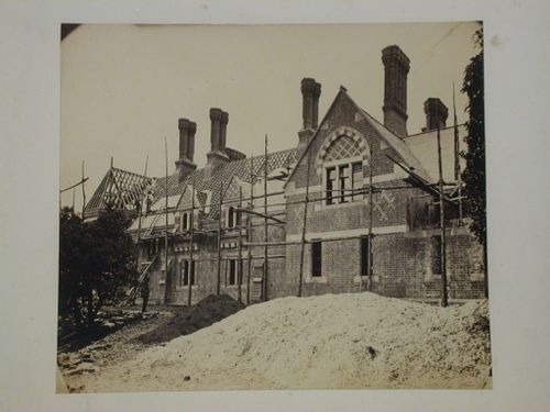 Partial view of the garden façade of Voelas Hall under construction, Pentrefoelas, Denbighshire, Wales