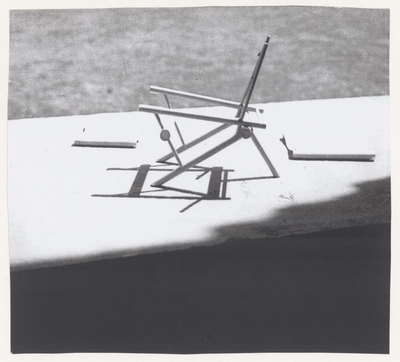View of a wood structure for a chair possibly designed by Pierre Jeanneret, Chandigarh, India