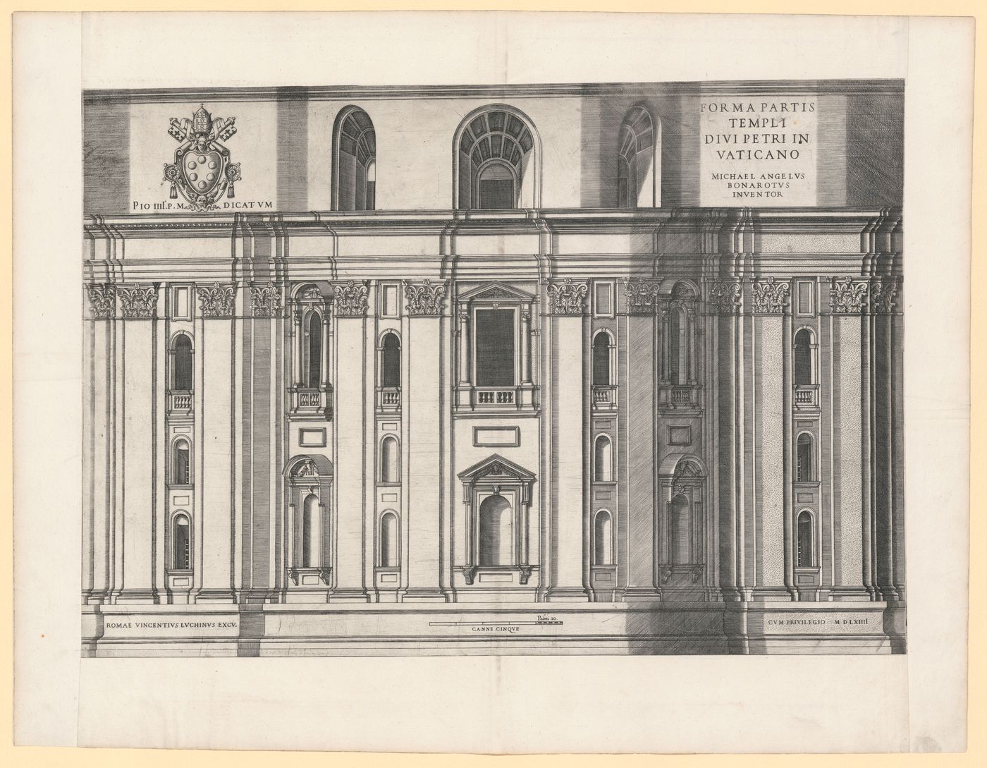 Partial elevation of Michelangelo's project for Basilica di San Pietro, Rome