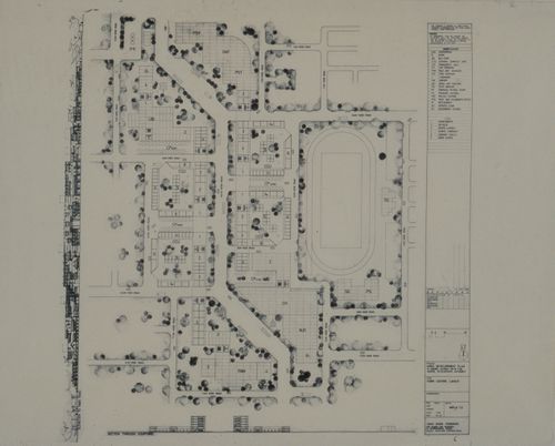 Town centre layout and elevations for area development of Indore scheme by Vastu-Shilpa Foundation