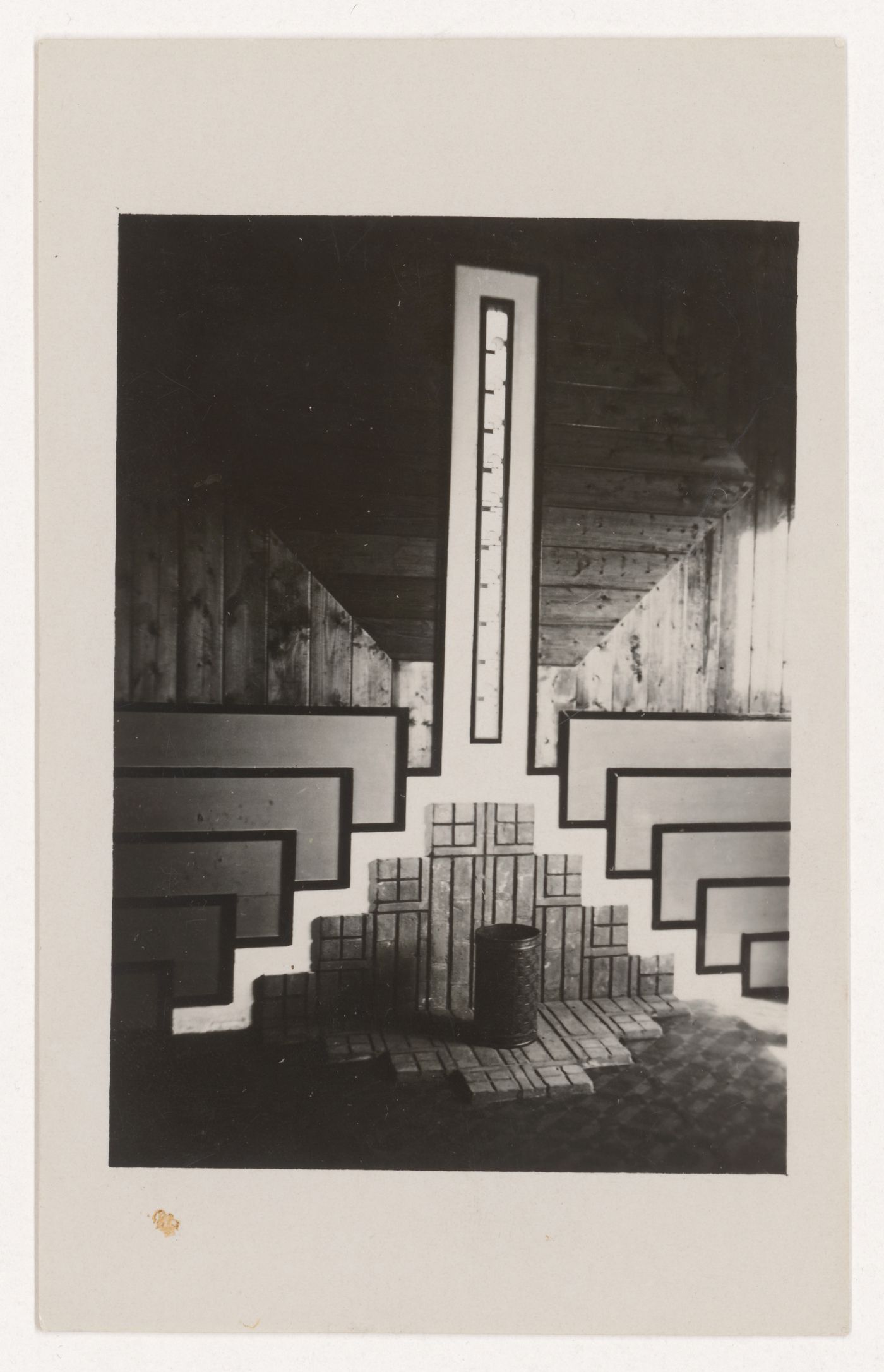 View of the fireplace in the temporary construction administration building, Oud-Mathenesse Quarter, Rotterdam, Netherlands