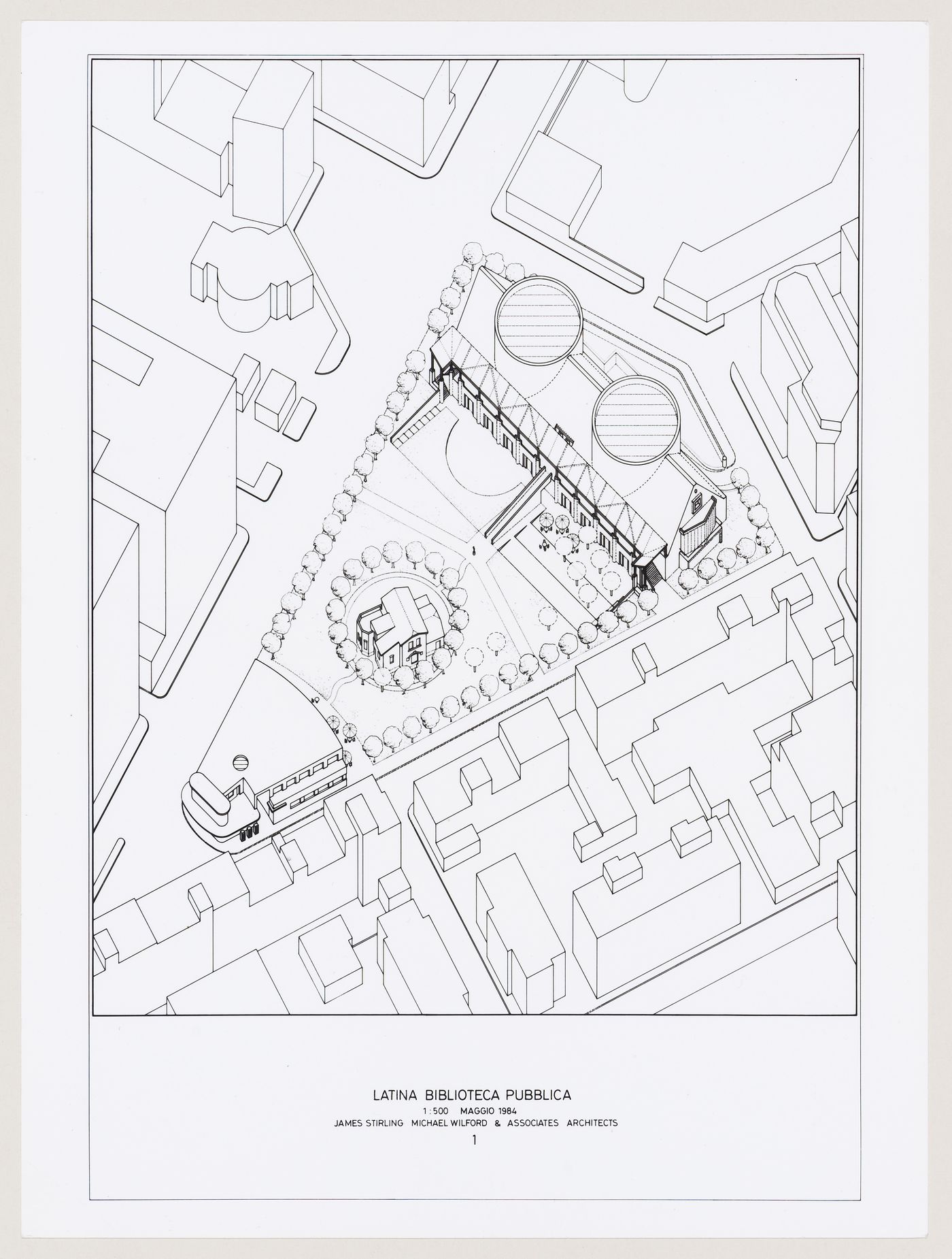 Biblioteca pubblica, Latina, Italy: axonometric