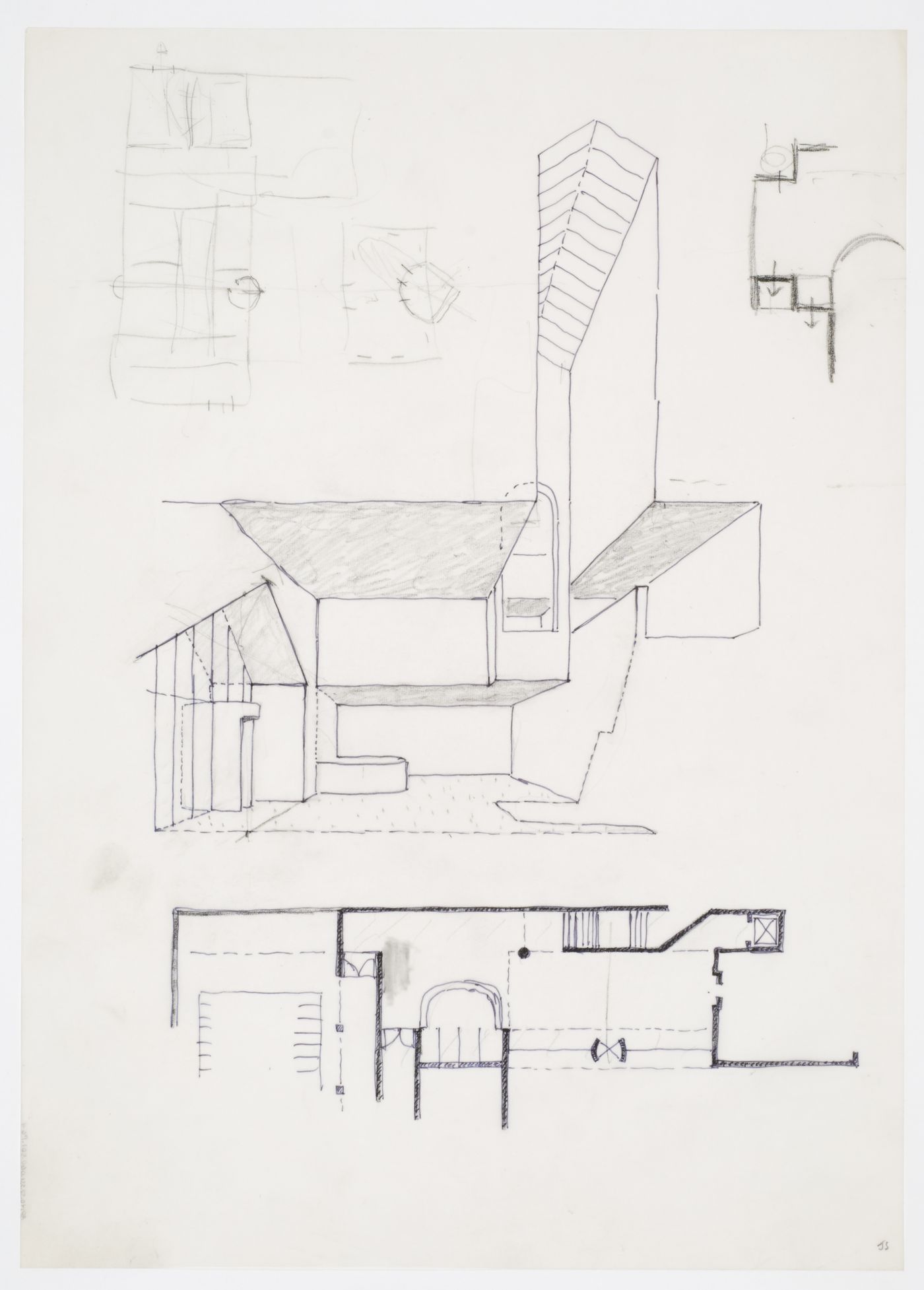 Clore Gallery, London, England: perspective and plans