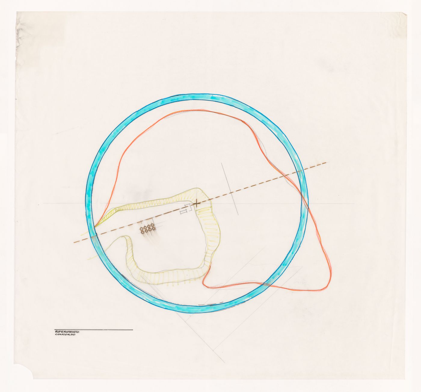 Sketch site plan for Riqualificazione cava di San Carlo [Redevelopment San Carlo quarry], San Vincenzo, Livorno, Italy