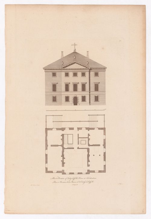 Vitruvius Britannicus: Plan and elevation of Marble Hill, Twickenham