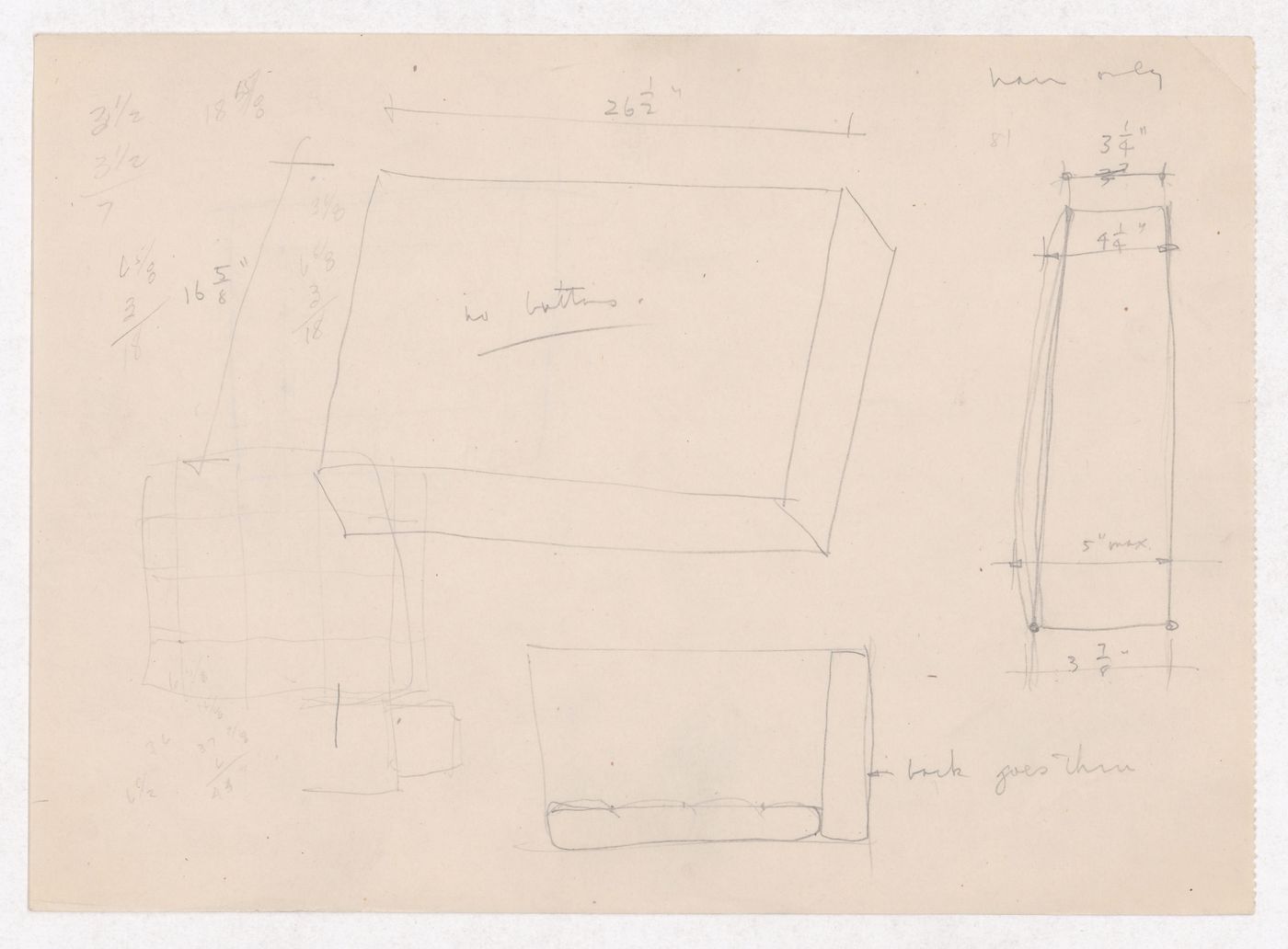 Various documents and drawings including furniture design and office renovation: File G 688