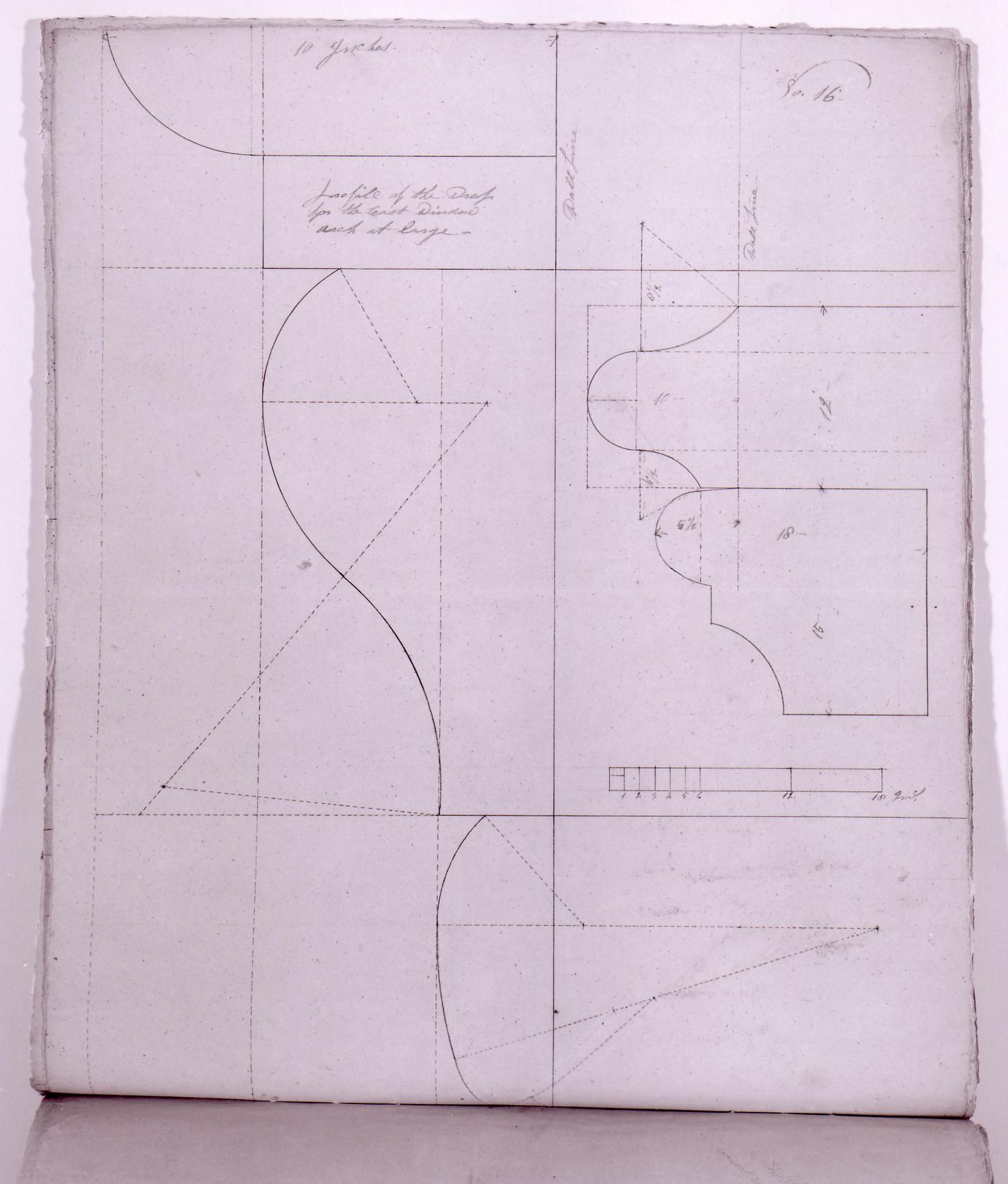 Sections for decorative masonry drop details for the tower windows for Notre-Dame de Montréal