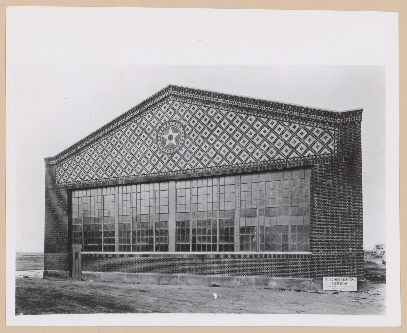 View of the lateral [?] façade of a Hangar, United States Aviation School, Langley Air Force Base, Langley, Virginia