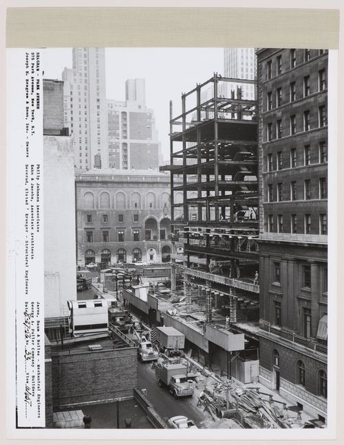 Seagram building under construction, 375 Park avenue, New York, N.Y., west view
