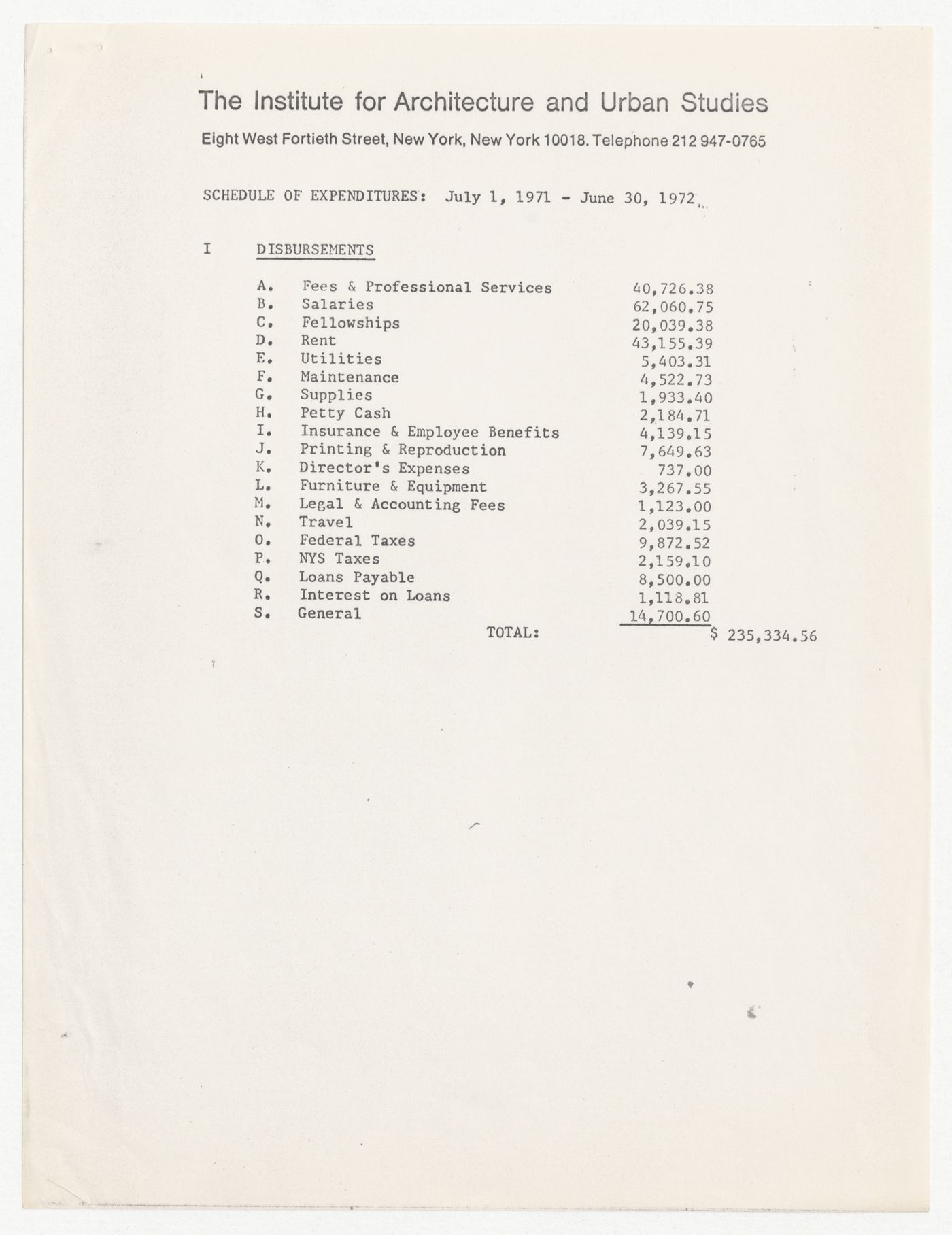 Financial report from July 1st, 1971 to June 30th, 1972