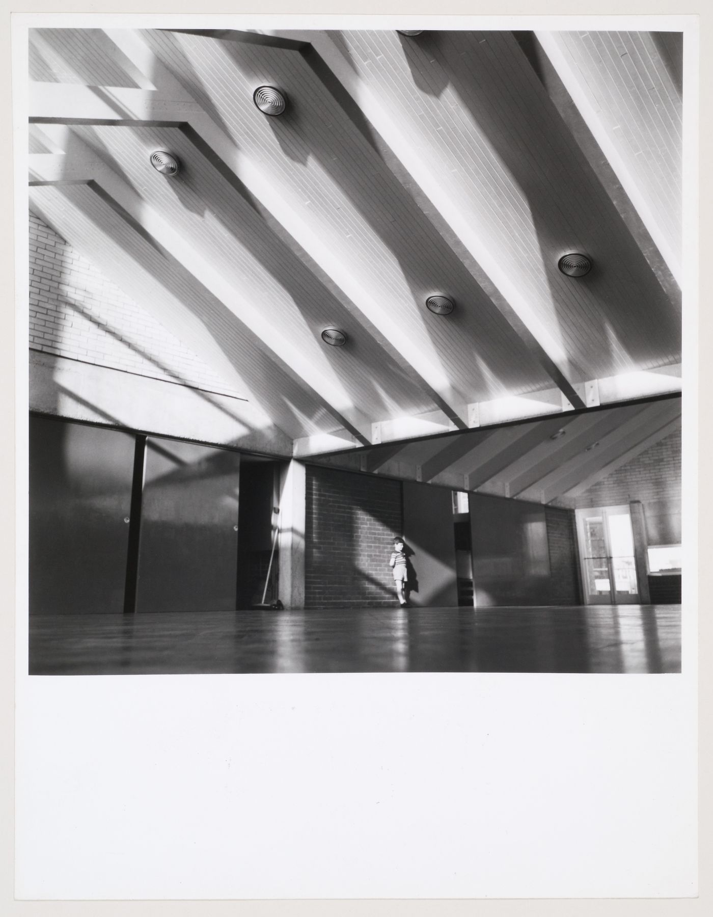 Interior view of Assembly Hall, Brunswick Park Primary School, London, England