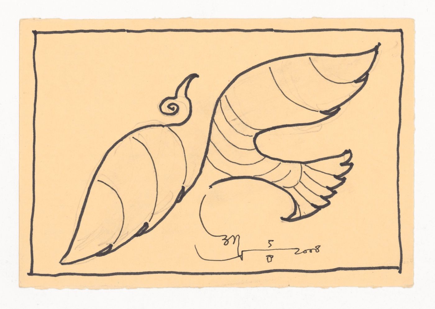 Postcard with a bird drawn by Aditya Prakash