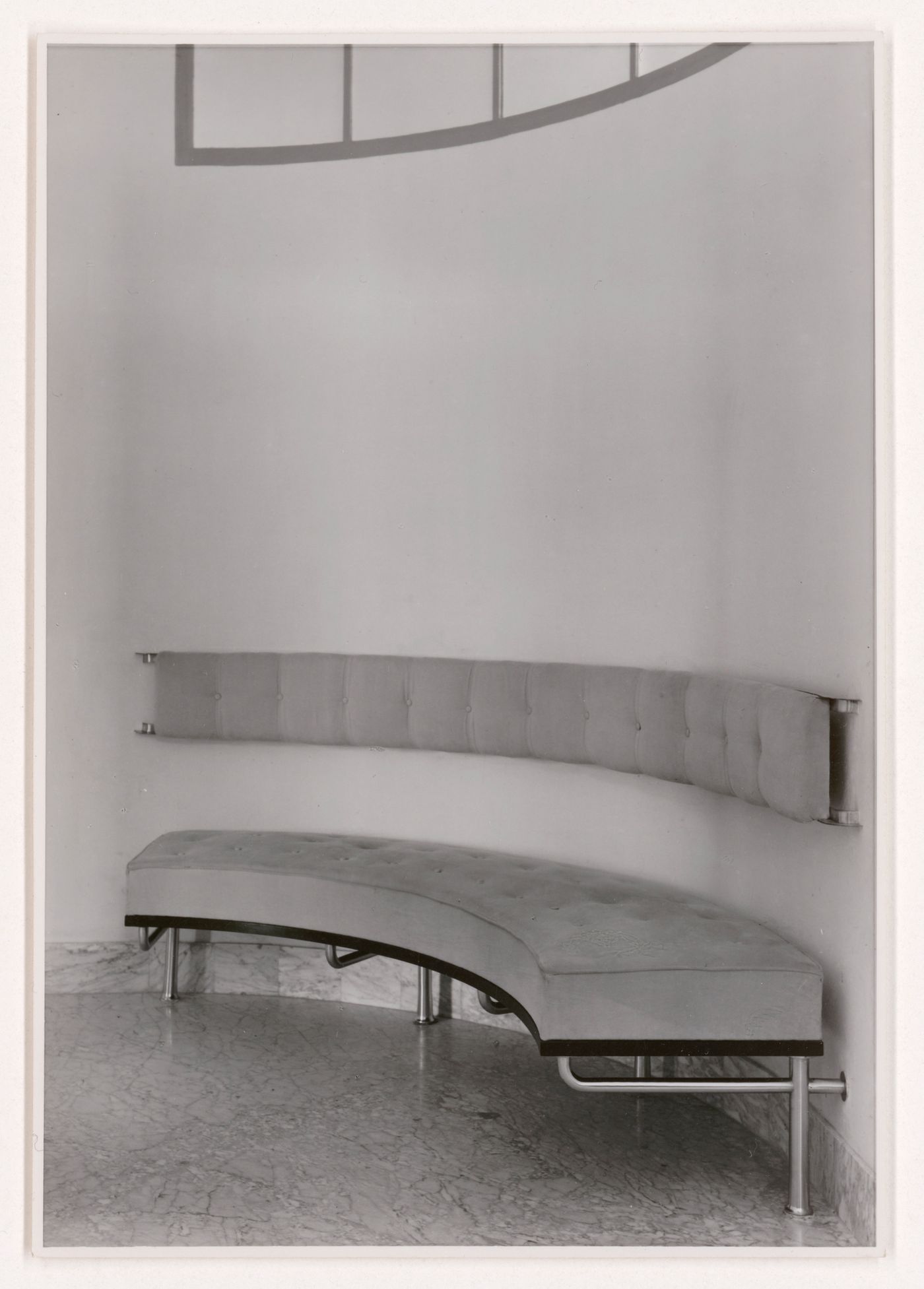 Interior view of Villa Allegonda showing the built-in hall bench designed by J.J.P. Oud, Katwijk aan Zee, Netherlands