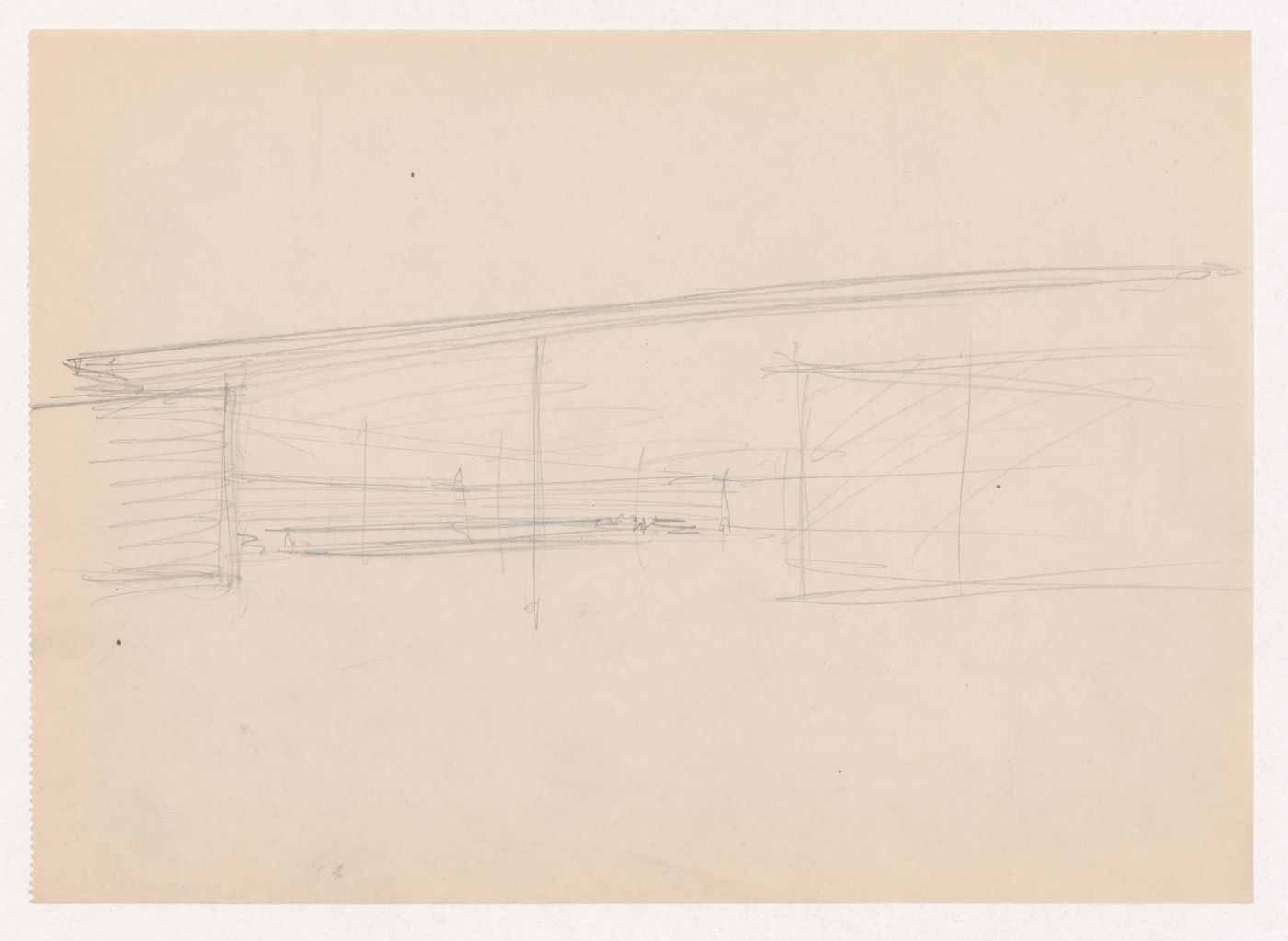 Exterior perspective sketch for Museum for a Small City showing the interior