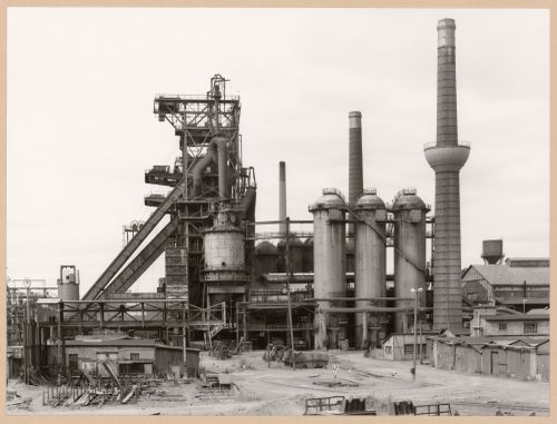 View of Metallhüttenwerk industrial plant showing blast furnace head C, Lübeck-Herrenwyk, Germany