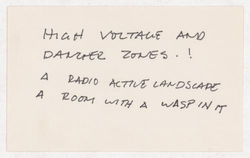 High voltage and danger zones. ! / A radio active landscape / A room with a wasp in it