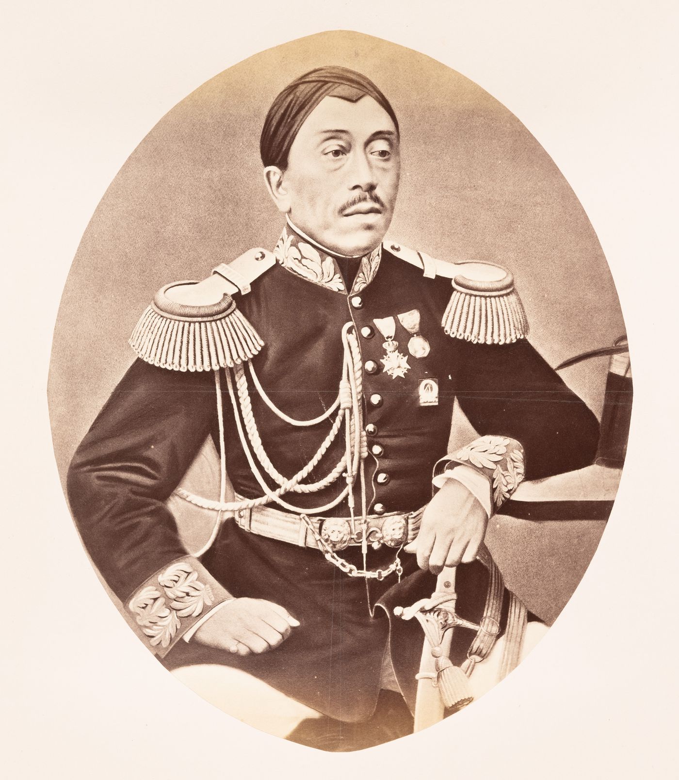 Photograph of a painted portrait of Prince Mangkunegara IV, Dutch East Indies (now Indonesia)