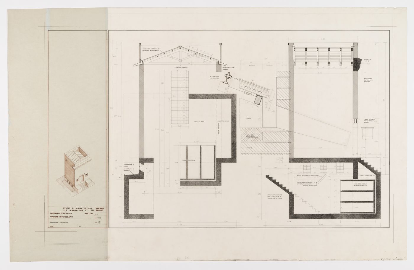 Construction detail (Particolare costruttivo), Cappella funeraria Molteni, Giussano, Italy