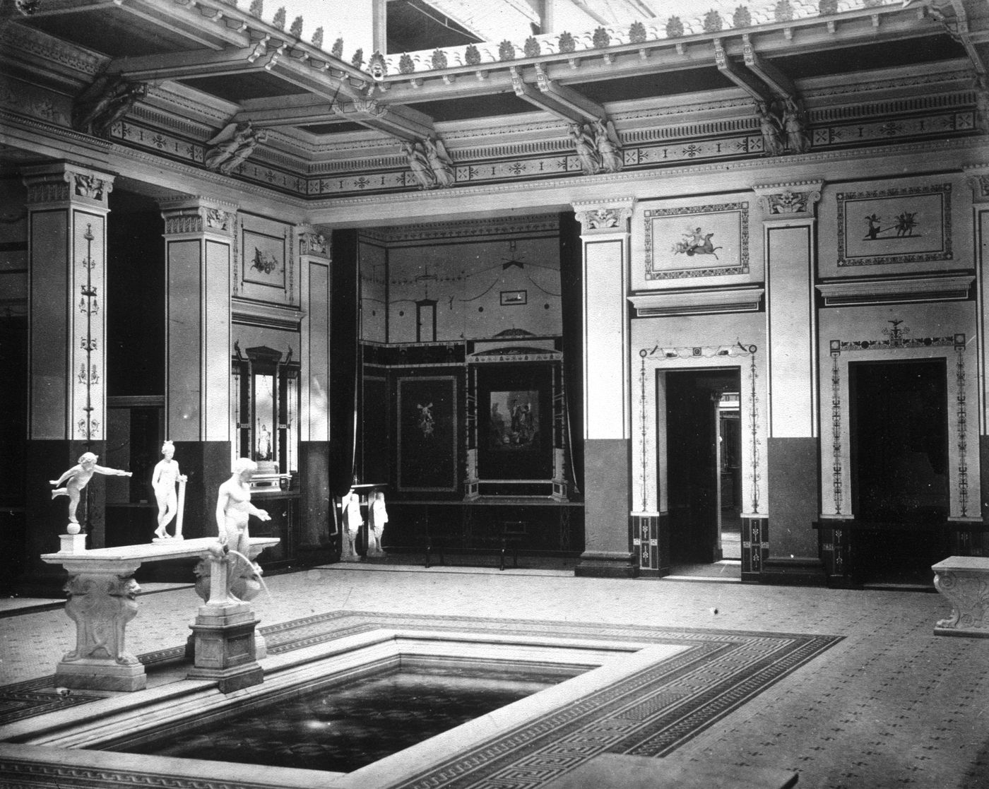 View of atrium of Pompeian House, Crystal Palace, London, England