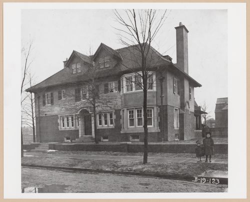 View of the principal and lateral façades of the Albert Kahn house (now the headquarters for the Urban League), 208 Mack Avenue, Detroit, Michigan