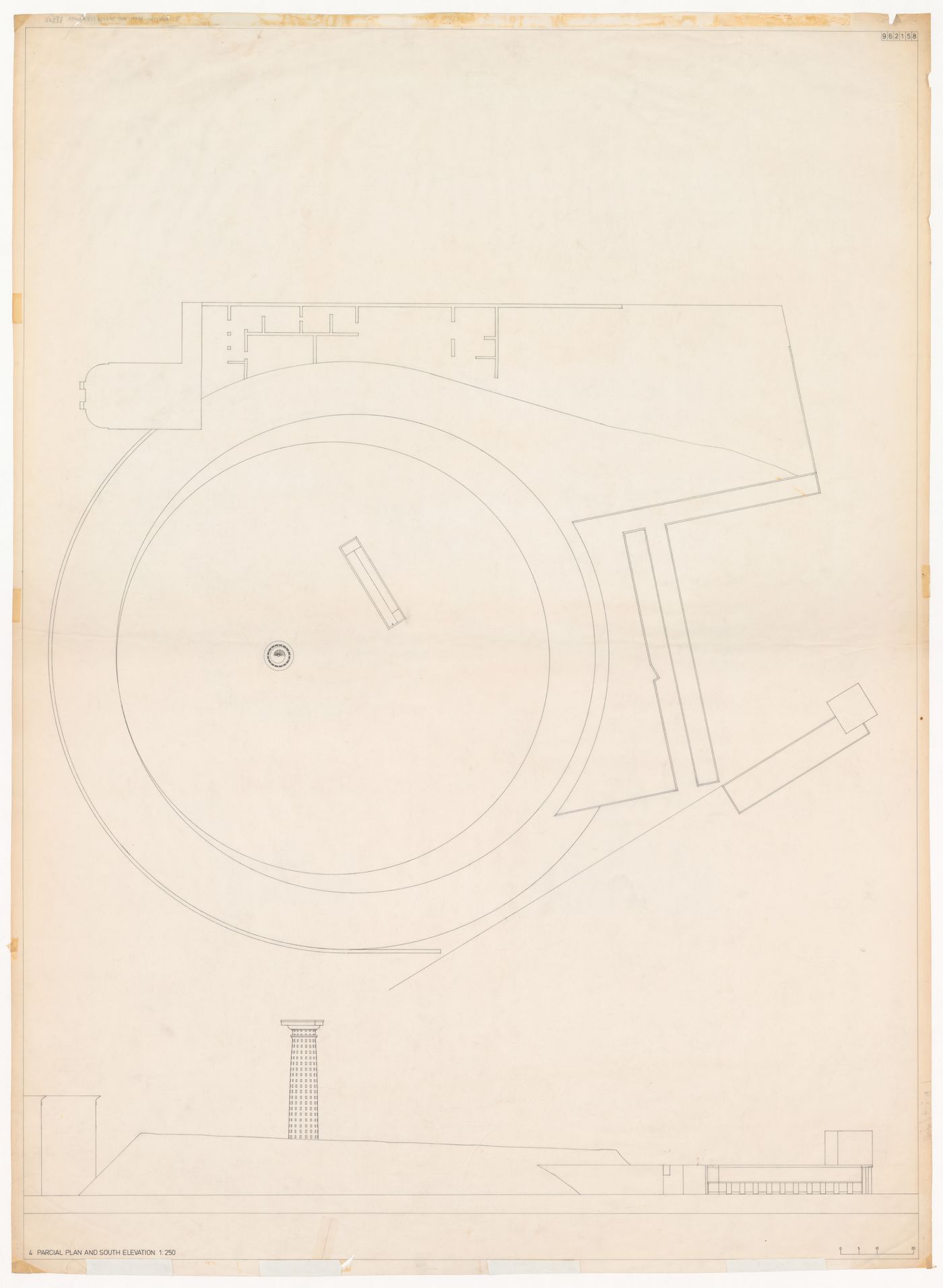 Plan and south elevation for Monumento às vítimas da Gestapo [Monument to Gestapo victims], Prinz-Albrecht-Palais, Berlin, Germany