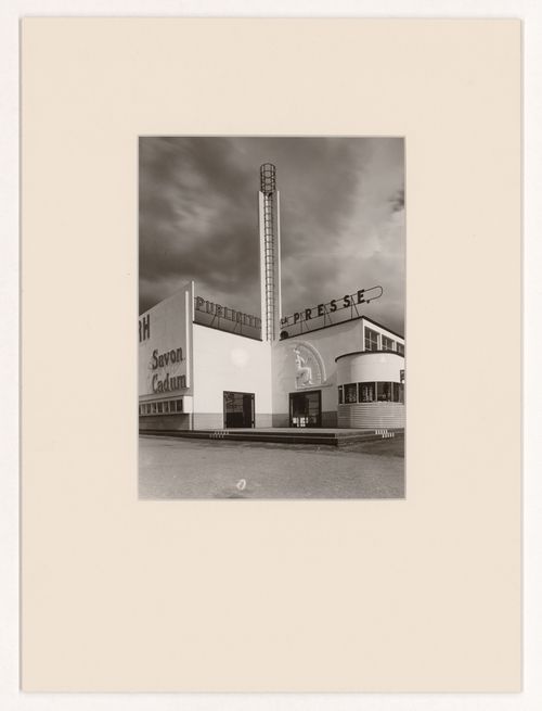 Exterior view of publicity and press pavillion, exposition du Progrès social, Lille, France