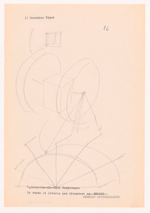 Sketch with annotations for Urban park competition, Modena, Italy