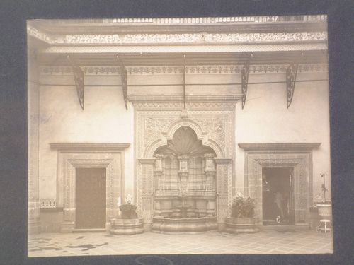 View of the fountain in the patio of the Casa de los Azulejos (also known as the House of the Conde del Valle de Orizaba), Mexico City, Mexico